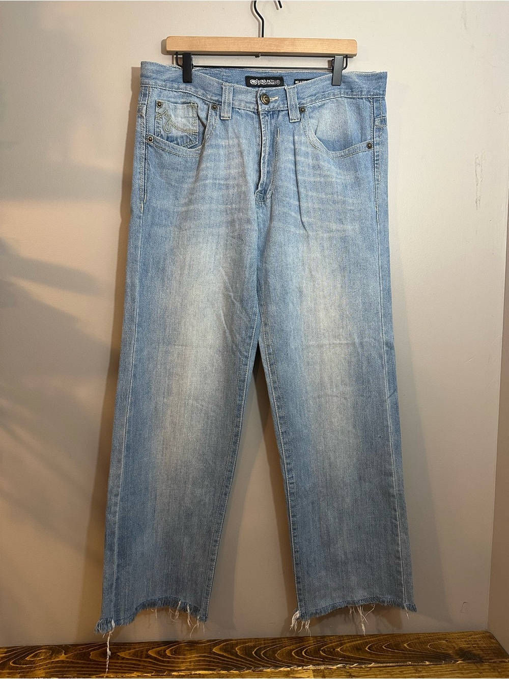 Ecko Unltd Light Blue Jeans Mens Relaxed Fit Straight Leg 34x32